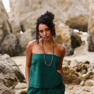 Free People Free-est Gotta Have It Cotton-Linen Tube Top Sea Green XL New 281612